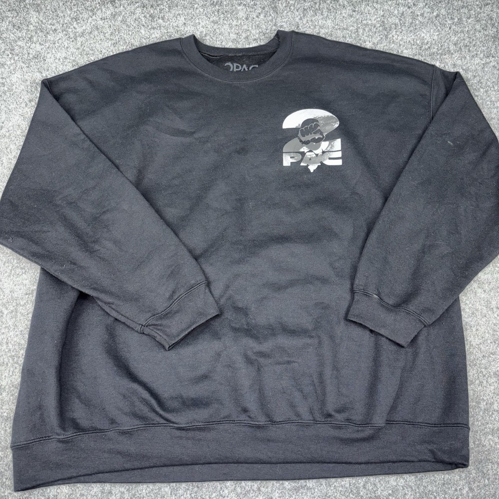 Tupac Against All Odds Pullover Mens 2X Black Sweater Streetwear Rap Hip Hop Y2K